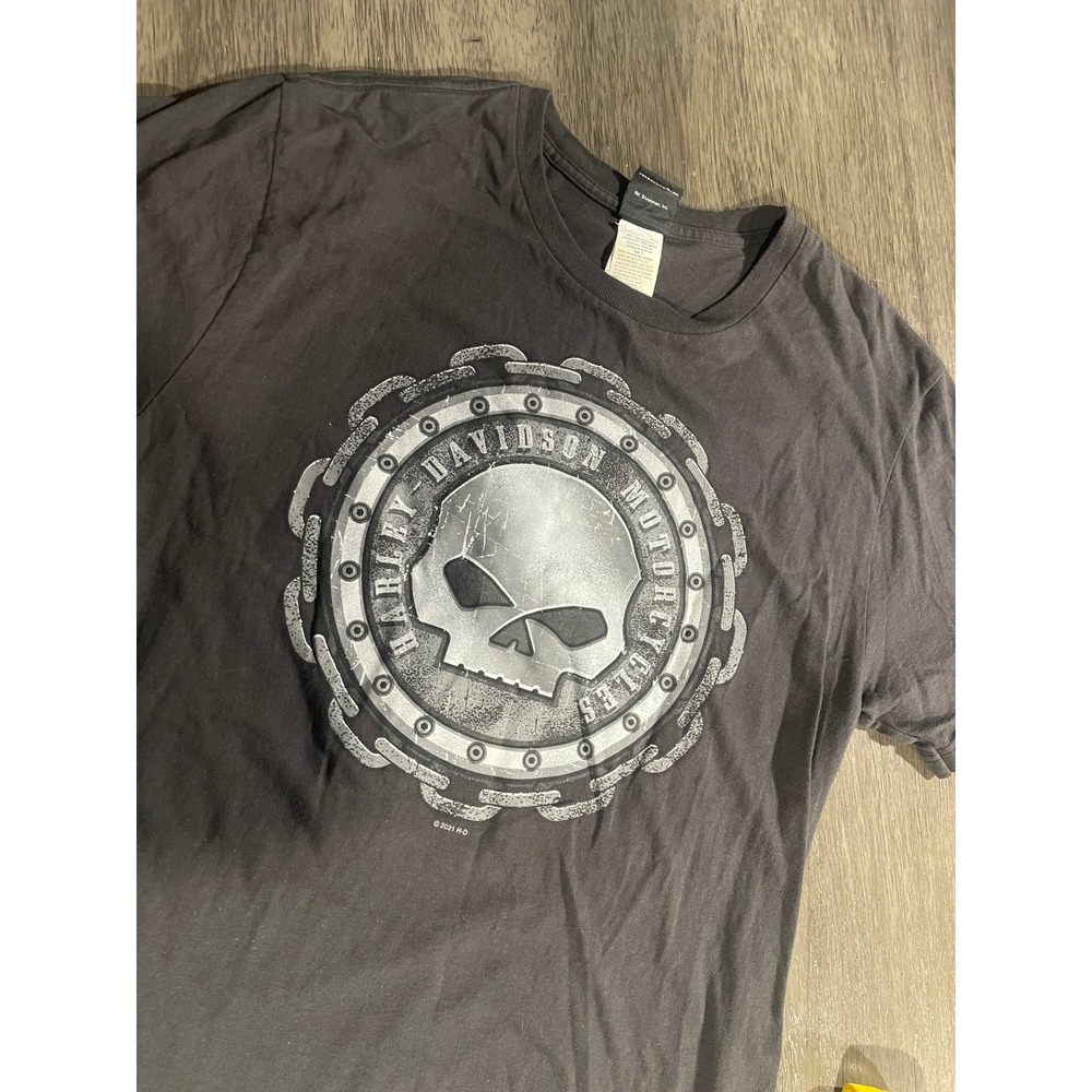 Harley Davidson Mens Size Large Black T-Shirt Skull Kukulkan Cancun Mexico USA
